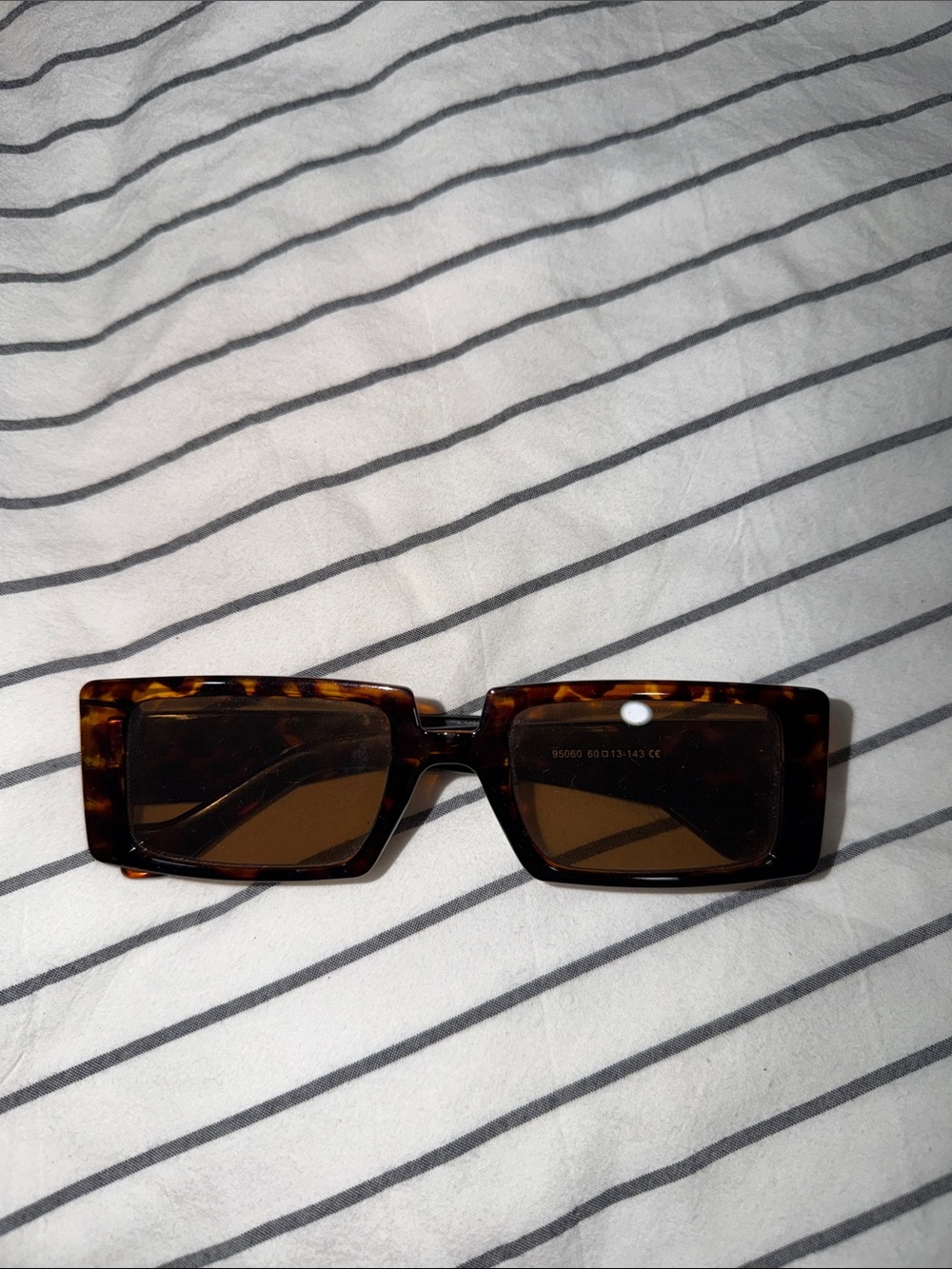 Tortoiseshell Rectangular Sunglasses - Brown Lenses